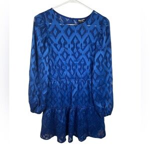 Wrangler Retro Print Western Long Sleeve Blue Dress